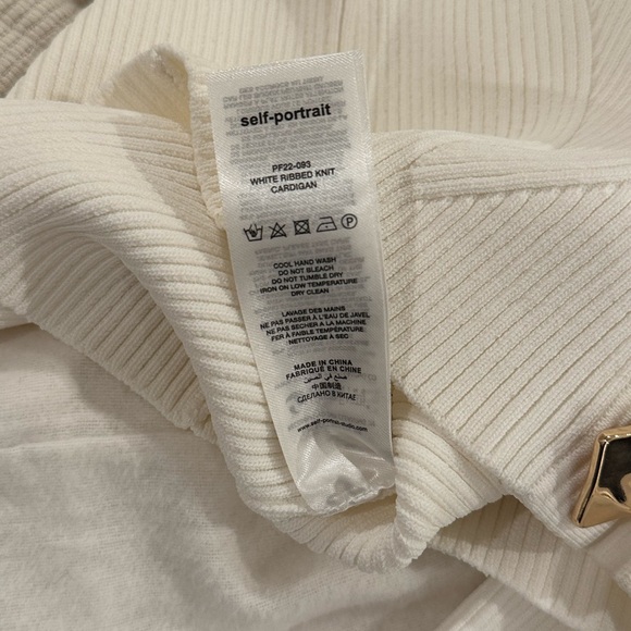 Self Portrait White Ribbed Knit Cardigan - Picture 6 of 6